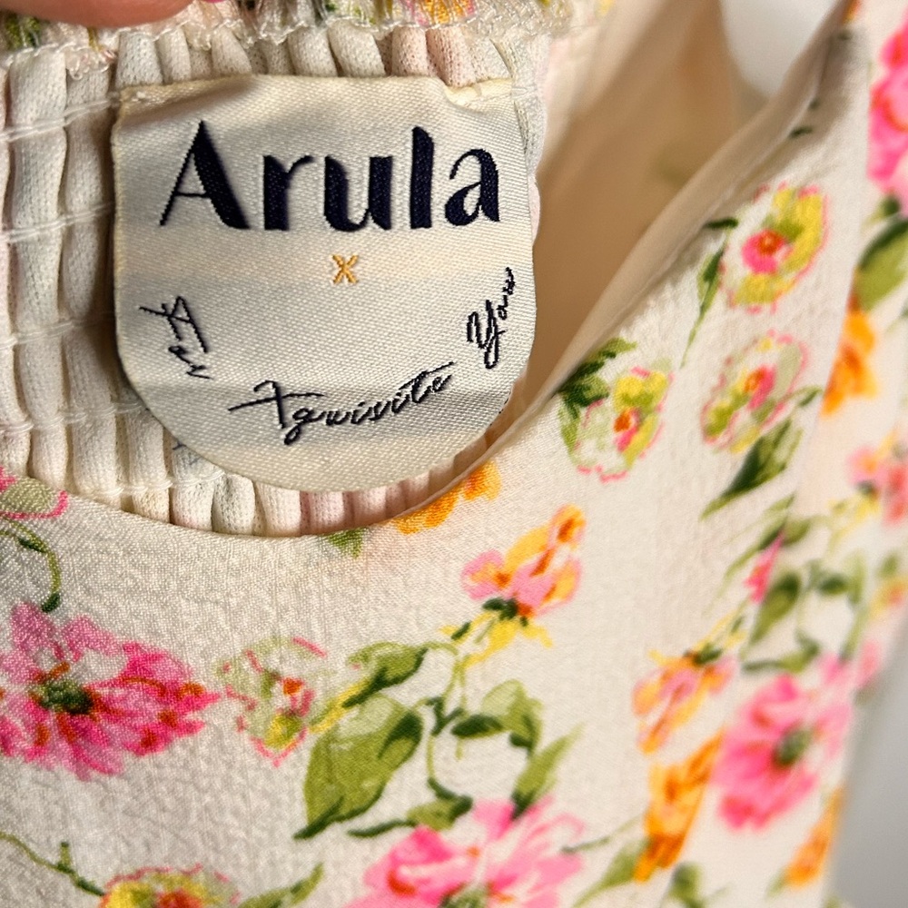 Arula Women’s White With Pink Flowers Floral Tiered Smocked Maxi Dress Size XL - Picture 7 of 7